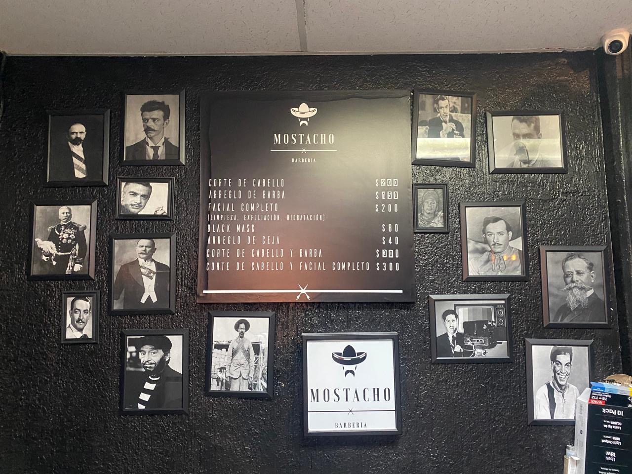 Muro de servicios y precios de MOSTACHO Barbería